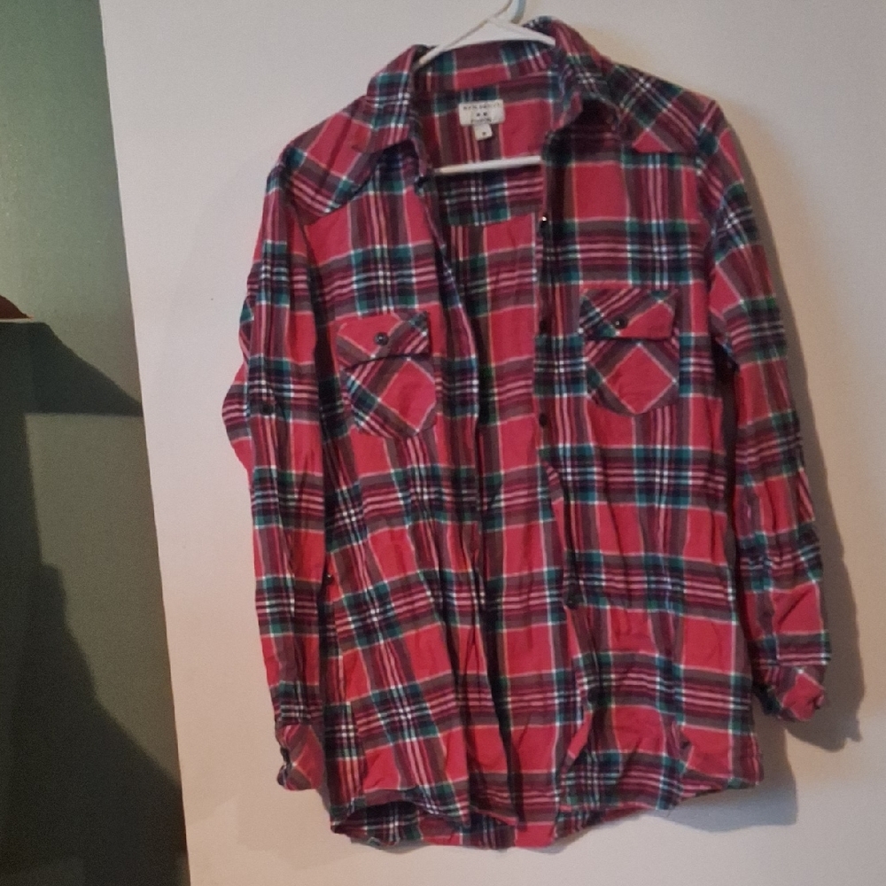 Plaid Button Down Shirt - Red and Black